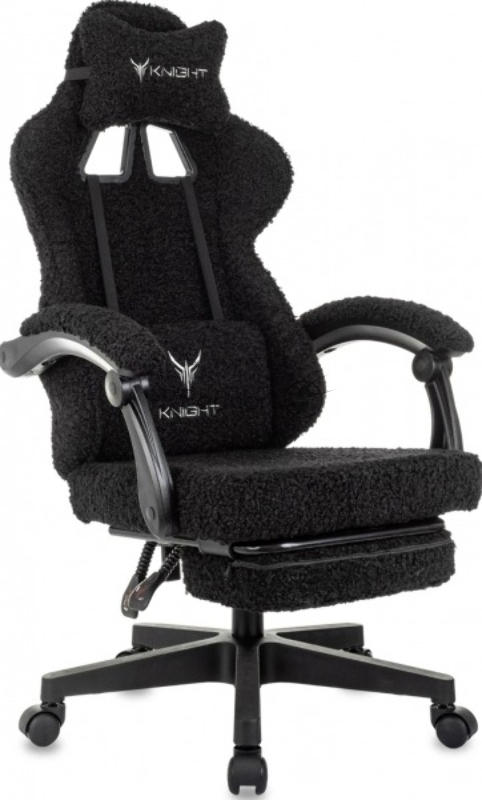 Кресло игровое Knight Lord/F черный, экомех, крестов. пластик, подст. для ног