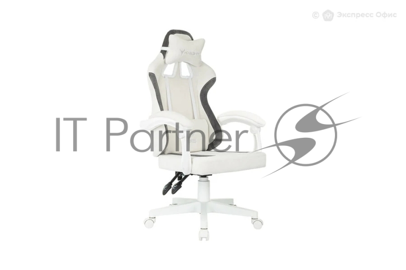 Кресло игровое Knight Wolf WH молочный/серый крестов. пластик пластик белый