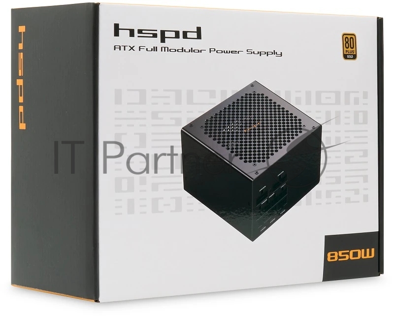 Блок питания Power Supply HSPD, 850W 80+ Gold (ATX, 2.52, Full modular, 1x24(20+4)pin 600mm, 2xCPU 8(4+4)pin 700mm, 2xPCIe*2 8(6+2)pin 600+150mm, 2xSATA*3 500+150+150mm, 1xMOLEX*3 500+150+150mm , Active, 120x120mm, 150x140x86mm, APFC, OVP, OPP, SCP,