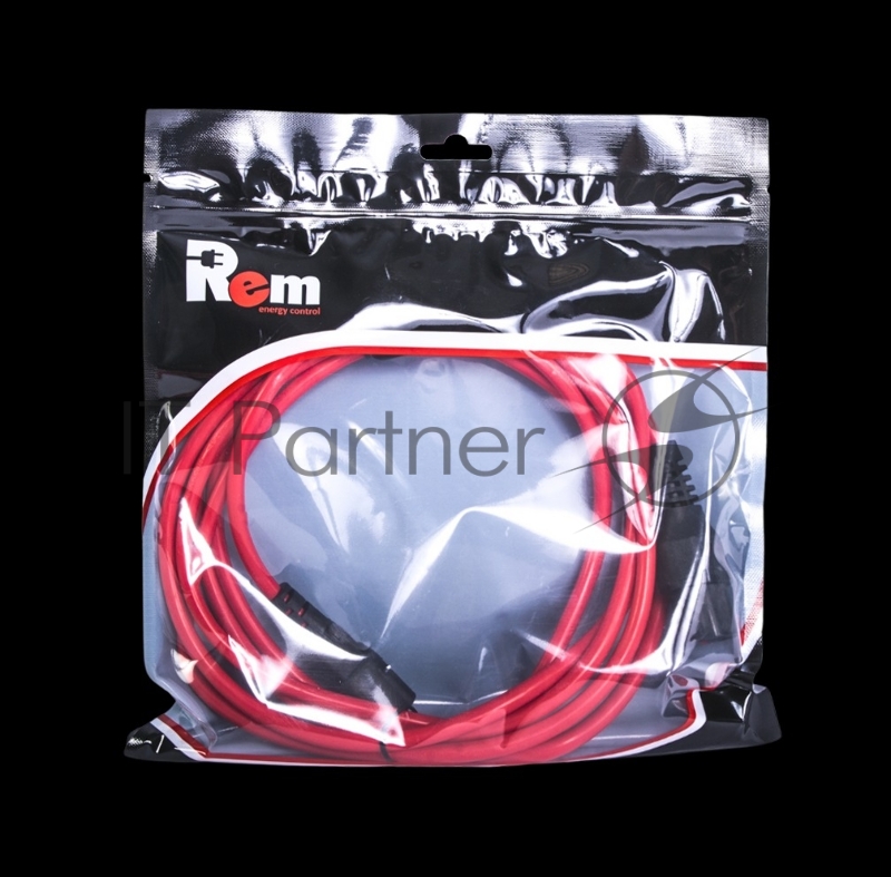 Шнур питания с фиксатором REM IEC 60320 C13/IEC 60320 C14, 10 А / 250 В (3 * 1,0), длина 3 м, красный R-10-Cord-C13-C14-3-Red