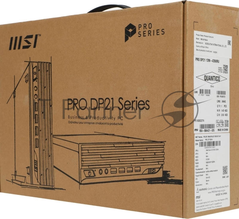 Неттоп MSI Pro DP21 12M-439XRU i3 12100 (3.3) 8Gb SSD512Gb UHDG 730 без ОС GbitEth WiFi BT 120W черный (9S6-B0A421-826)