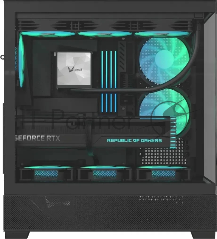 Компьютерный корпус Aerocool / Formula Crystal Z2 Plus FR черный без БП ATX 5x120мм 1xUSB 2.0 2xUSB 3.0 1xUSB3.1 audio bott PSU