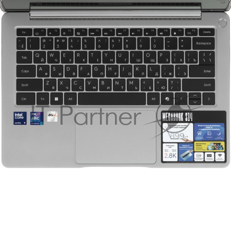 Ноутбук Tecno MegaBook S14MM Core Ultra 9 185H 32Gb SSD2Tb Intel Arc 14 OLED 2.8K (2880x1800) Windows 11 Home grey WiFi BT Cam (71003300553)