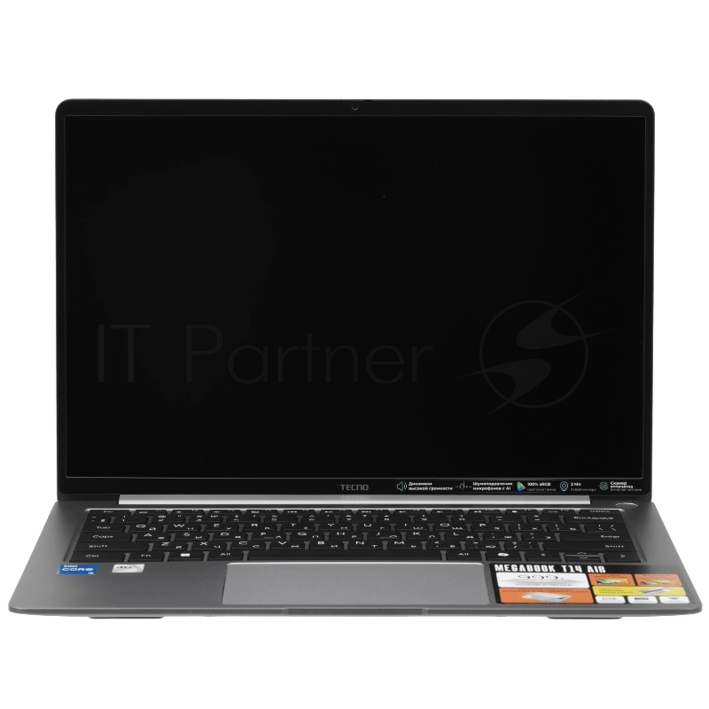 Ноутбук Tecno MegaBook T14RA Air Core i5 1334U 16Gb SSD512Gb Intel Iris Xe graphics 14 IPS WUXGA (1920x1200) Windows 11 Home grey WiFi BT Cam 6460mAh (71003300537)