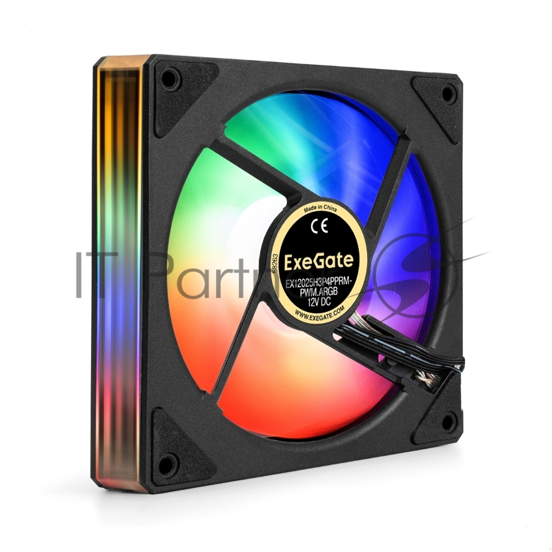 Вентилятор с подсветкой ExeGate EX12025H3P4PPRM-PWM.ARGB (120x120x25, ARGB, Hydraulic bearing (гидродинамический), 4pin + 3pin, 600-1800RPM, 26dBA)