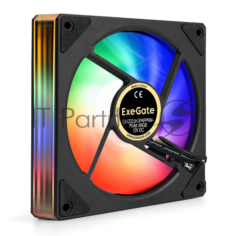 Вентилятор с подсветкой ExeGate EX12025H3P4PPRM-PWM.ARGB (120x120x25, ARGB, Hydraulic bearing (гидродинамический), 4pin + 3pin, 600-1800RPM, 26dBA)