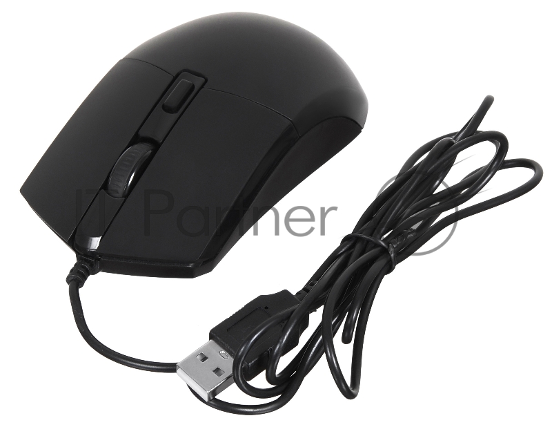 Мышь проводная Oklick 207M черный, 2400 dpi, USB, кнопки - 4