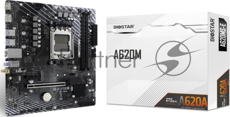 Материнская плата Biostar A620MS-E Socket AM5 AMD A620A 2xDDR5 mATX AC`97 8ch(7.1) GbLAN RAID+HDMI+DP