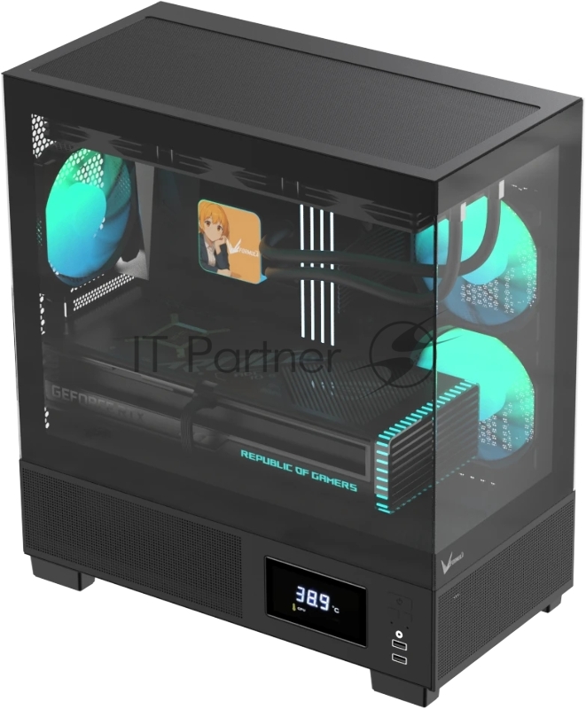 Корпус AeroCool / Formula V Line Crystal E1M Black, MATX, USB3.0*2, Switch Display Panel
