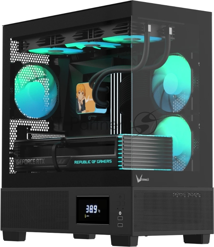 Корпус AeroCool / Formula V Line Crystal E1M Black, MATX, USB3.0*2, Switch Display Panel