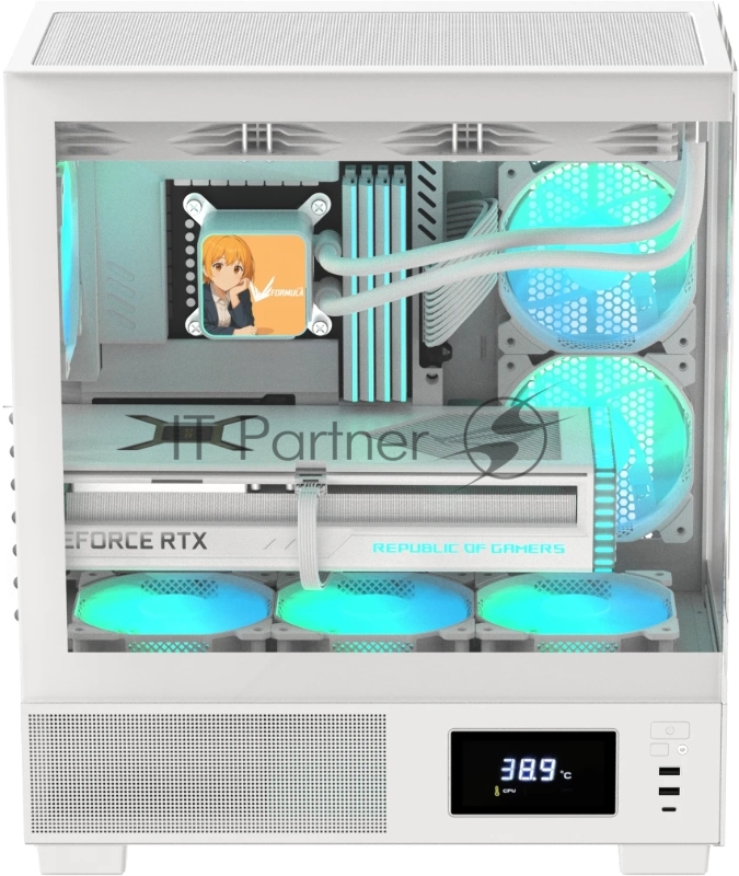 Корпус AeroCool / Formula V Line Crystal E1 White, ATX, TYPE-C*1, USB3.0*2, Switch Display Panel