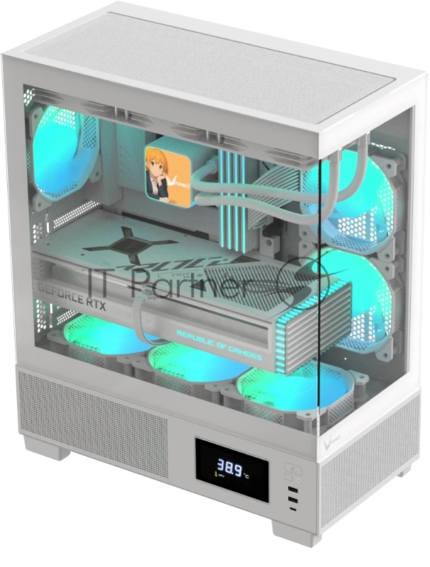 Корпус AeroCool / Formula V Line Crystal E1 White, ATX, TYPE-C*1, USB3.0*2, Switch Display Panel