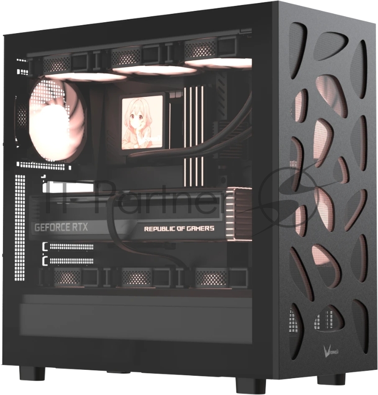 Корпус AeroCool / Formula V Line Mana Stone Black AR, ATX, TYPE-C*1, USB2.0*1, USB3.0*1, FRONT 3x120mm ARGB, REAR 1x120mm ARGB