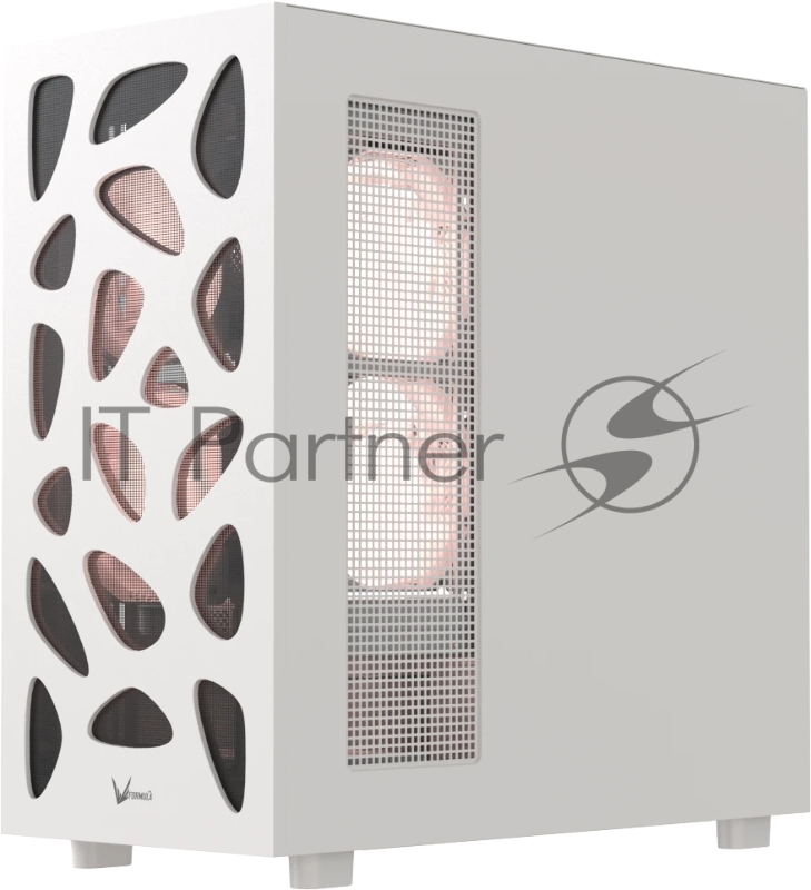 Корпус AeroCool / Formula V Line Mana Stone White AR, ATX, TYPE-C*1, USB2.0*1, USB3.0*1, FRONT 3x120mm ARGB, REAR 1x120mm ARGB