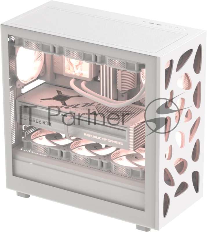 Корпус AeroCool / Formula V Line Mana Stone White AR, ATX, TYPE-C*1, USB2.0*1, USB3.0*1, FRONT 3x120mm ARGB, REAR 1x120mm ARGB