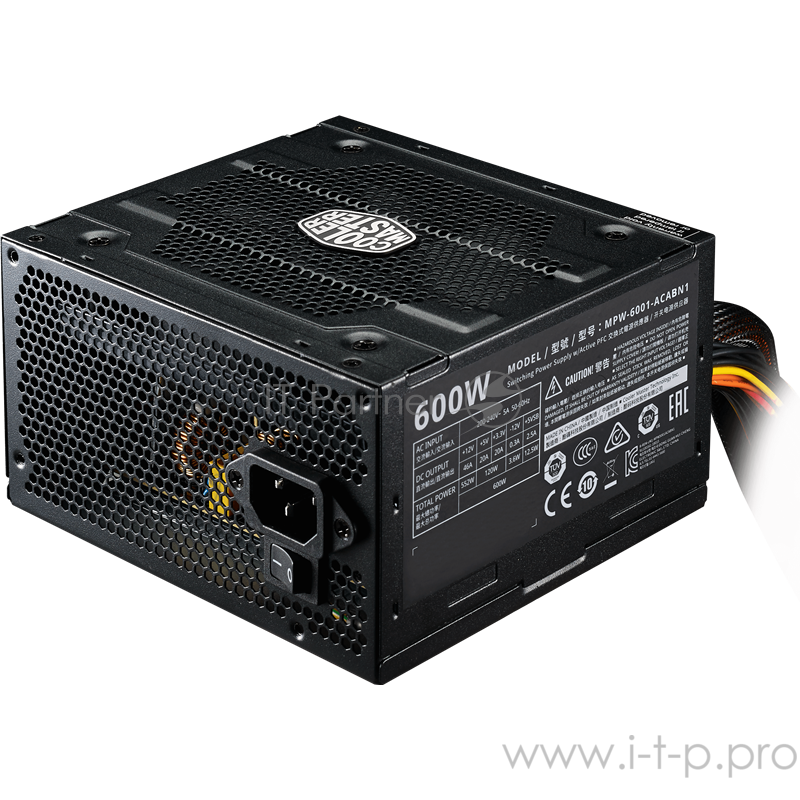 Блок питания 600Вт Cooler Master Elite 600 Ver.3 MPW-6001-ACABN1-EU ATX12V V2.31 (24+4/8+6/8pin, вентилятор d120мм) + кабель питания EURO (1.5м)