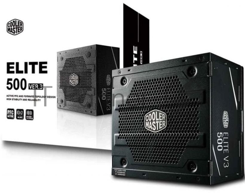 Блок питания 500Вт Cooler Master Elite 500 Ver.3 MPW-5001-ACABN1-EU ATX12V V2.31 (20/24+4/8+6/8pin, вентилятор d120мм) + кабель питания EURO (1.5м)
