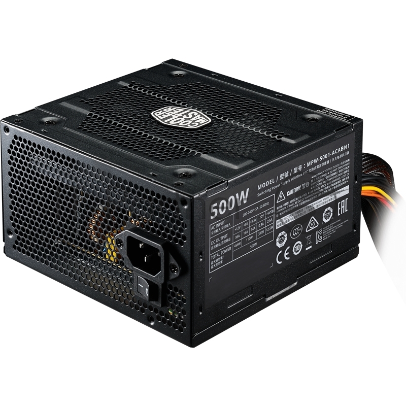 Блок питания 500Вт Cooler Master Elite 500 Ver.3 MPW-5001-ACABN1-EU ATX12V V2.31 (20/24+4/8+6/8pin, вентилятор d120мм) + кабель питания EURO (1.5м)