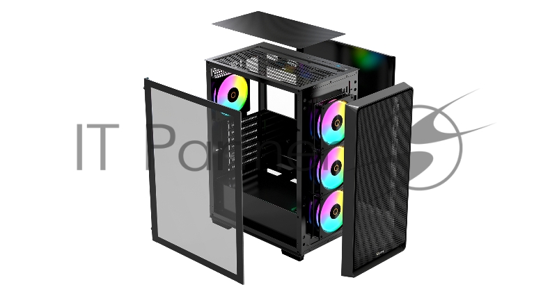 Компьютерный корпус Ocypus Gamma C60 BK ARGB, ATX, USB3.0*1+USB2.0*2, FRONT 3x120mm ARGB, REAR 1x120mm ARGB