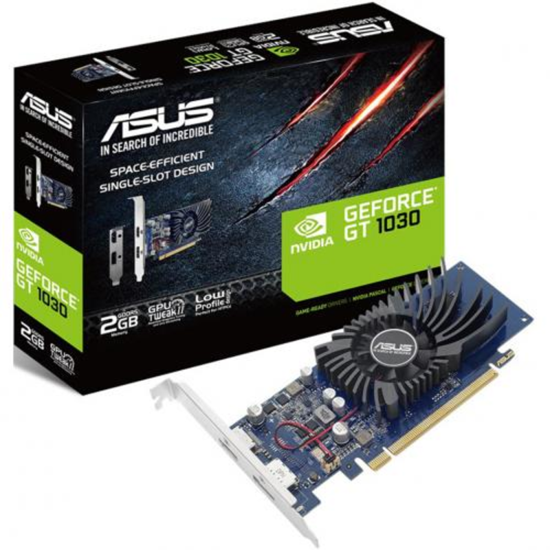 Видеокарта ASUS GeForce GT 1030 2ГБ GT1030-2G-BRK (GeForce GT 1030, DDR5, HDMI, DP) (PCI-E)