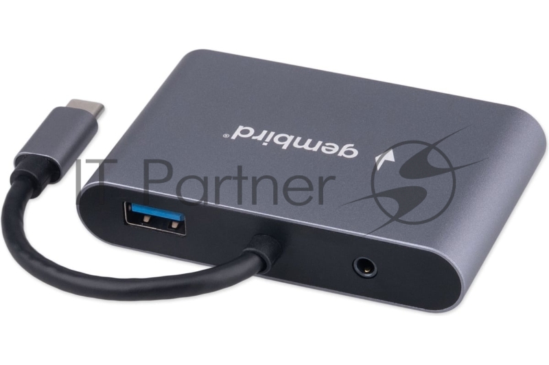 Док-станция Type-C Gembird UHB-D8 5в1: USB3.1, PD100W, Jack3,5, HDMI, VGA, кабель 10см, алюминий