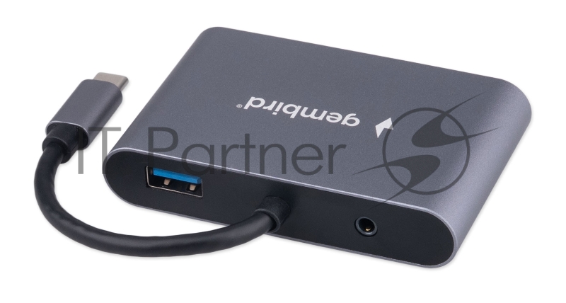 Док-станция Type-C Gembird UHB-D8 5в1: USB3.1, PD100W, Jack3,5, HDMI, VGA, кабель 10см, алюминий