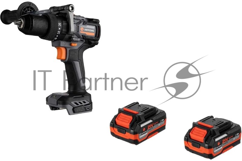 Дрель-шуруповерт Anycons RB-DB2109, Аккумуляторная, 21В, 2 АКБ, Кейс, Ударная