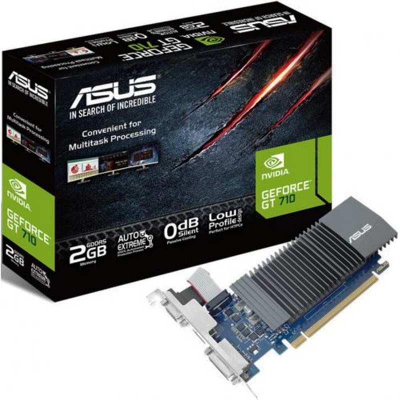 Видеокарта ASUS GeForce GT 710 2ГБ GT710-SL-2GD5 (GeForce GT 710, DDR5, D-Sub, DVI, HDMI) (PCI-E)