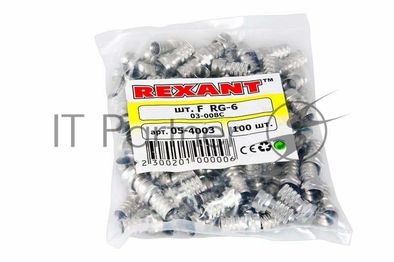 Разъем антенный на кабель Rexant, штекер F для кабеля RG-6 03-008C (100 шт.)