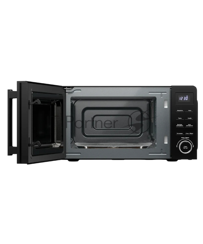 Микроволновая печь Kuppersberg TMW 202 B, High-Tech, отдельностоящая, объем 20 л, 10 уровней мощности, 11 автоматических программ, кварцевый гриль, таймер, поворотное/кнопочное управление, мощность 700 Вт, поворотный стол, цвет черный