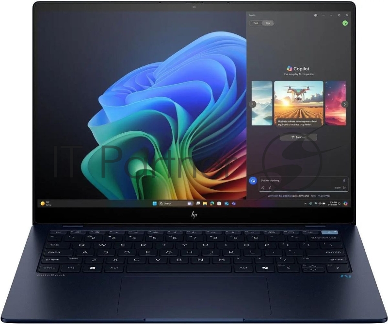 Ноутбук HP EliteBook Ultra G1q8 Snapdragon X Plus X1P-42-100 16Gb SSD512Gb Intel Arc 14 WUXGA (2240x1400)/ENGKBD Windows 11 Pro 64 dk.blue WiFi BT Cam (9M4E6AT)