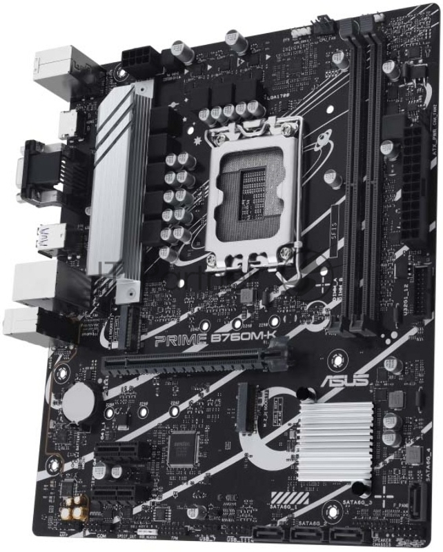 Материнская плата ASUS PRIME B760M-K, LGA 1700, Intel B760, 2xDDR5, 4xSATA, 2xM.2, 1xPCIe 4.0 x16, 2xPCIe x1, 1xHDMI, 1xVGA, 1x 2.5Gb LAN, 2xUSB-A 3.2 Gen 1, 2xUSB-A 2.0, 3x3.5 мм, 7.1, mATX