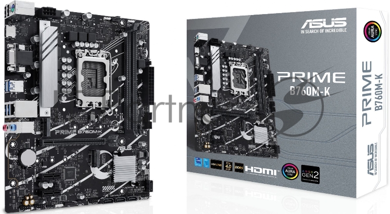 Материнская плата ASUS PRIME B760M-K, LGA 1700, Intel B760, 2xDDR5, 4xSATA, 2xM.2, 1xPCIe 4.0 x16, 2xPCIe x1, 1xHDMI, 1xVGA, 1x 2.5Gb LAN, 2xUSB-A 3.2 Gen 1, 2xUSB-A 2.0, 3x3.5 мм, 7.1, mATX