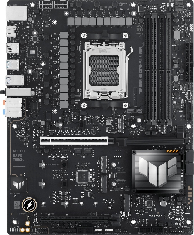 Материнская плата ASUS TUF GAMING X870-PLUS WIFI, AM5, AMD X870, 4xDDR5, 2xSATA, 4xM.2, 1xPCIe 5.0 x16, 1xPCIe 4.0 x4, 1xHDMI, 1xUSB-C 3.2 Gen 2, 1xUSB-C 3.2 Gen 2x2, 2xUSB-C 4.0, 1x 2.5Gb LAN, 1xUSB-A 2.0, 3xUSB-A 3.2 Gen 2, 4xUSB-A 3.2 Gen 1, 5x3.5