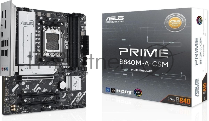 Материнская плата ASUS PRIME B840M-A-CSM, AM5, AMD B840, 4xDDR5, 4xSATA, 3xM.2, 1xPCI-E 4.0 x16, 2xPCI-E 3.0 x16, 1xRealtek 2.5Gb LAN, 2xUSB-A 10Gbps, 1xUSB-C 5Gbps, 4xUSB-A 2.0, 3x3.5 мм, 7.1, micro-ATX