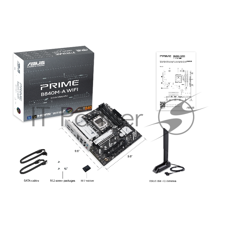 Материнская плата ASUS PRIME B840M-A WIFI, AM5, AMD B840, 4xDDR5, 4xSATA III, 3xM.2, 1xPCIe 4.0 x16, 2xPCIe 3.0 x16 (x1), 2xDP, 1xHDMI, 1x 2.5Gb LAN, Wi-Fi 6E, 2xUSB-A 10Gbps, 1xUSB-C 5Gbps, 4xUSB-A 2.0, 3x3.5 мм, 7.1, micro-ATX
