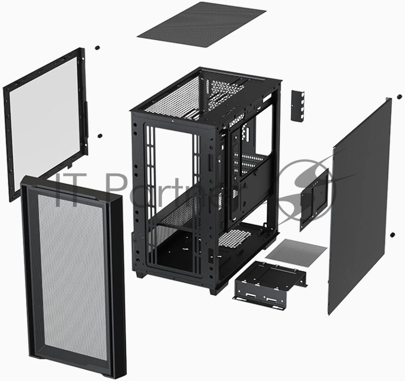 Компьютерный корпус XASTRA A400M 0F Black mATX/Mesh/Screwless TG+Mesh/ no fans/ A400M-0F