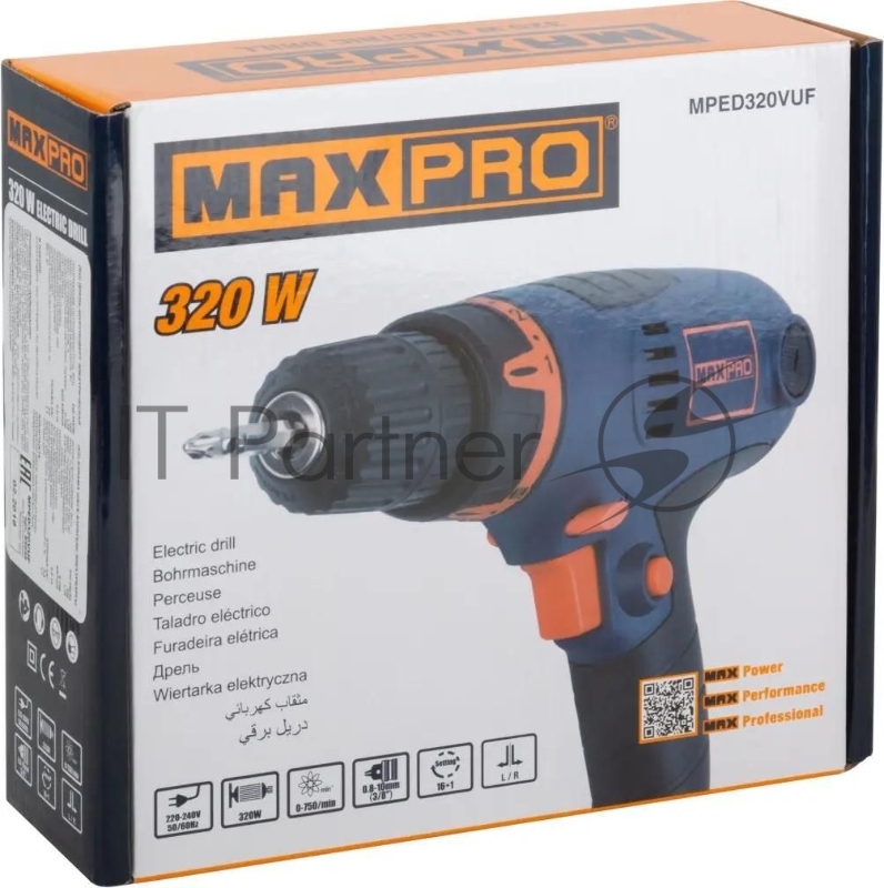 Дрель-шуруповерт Max-Pro MPED320VUF 320Вт патрон:быстрозажимной