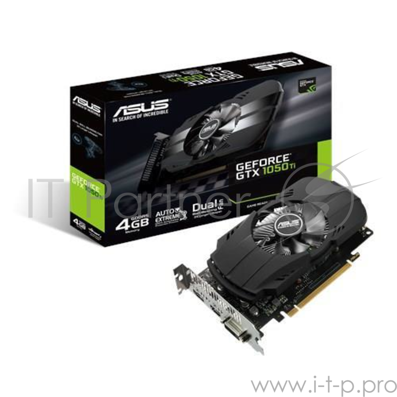 Видеокарта ASUS GeForce GTX 1050 Ti 4ГБ PH-GTX1050TI-4G (GeForce GTX 1050 Ti, DDR5, DVI, HDMI, DP) (PCI-E)
