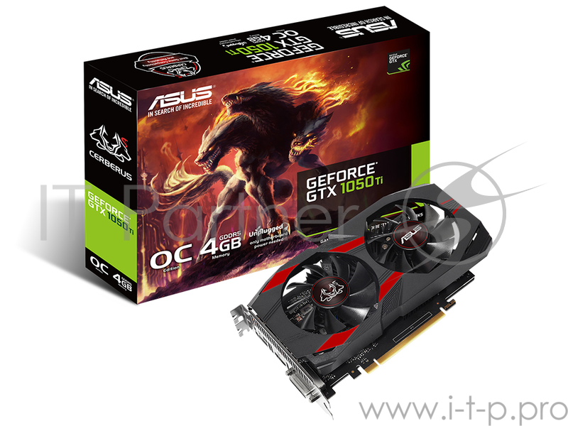Видеокарта ASUS GeForce GTX 1050 Ti 4ГБ CERBERUS-GTX1050TI-O4G (GeForce GTX 1050 Ti, DDR5, DVI, HDMI, DP) (PCI-E)