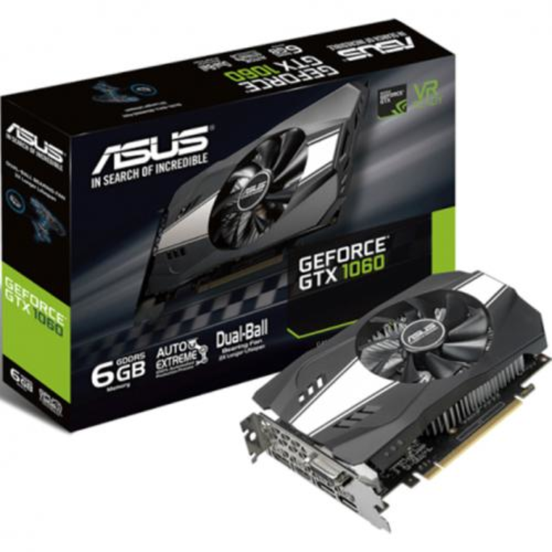 Видеокарта ASUS GeForce GTX 1060 6ГБ PH-GTX1060-6G (GeForce GTX 1060, DDR5, DVI, 2xHDMI, 2xDP) (PCI-E)