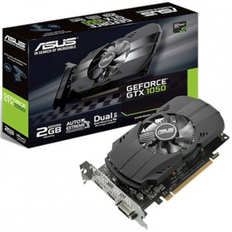 Видеокарта ASUS GeForce GTX 1050 2ГБ PH-GTX1050-2G (GeForce GTX 1050, DDR5, DVI, HDMI, DP) (PCI-E)