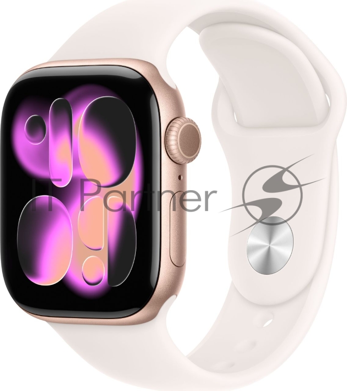 Смарт-часы Apple Watch Series 11 A3331 42мм OLED корп.розовое золото Sport Band рем.белый разм.брасл.:150-200мм (MEU44LW/A)