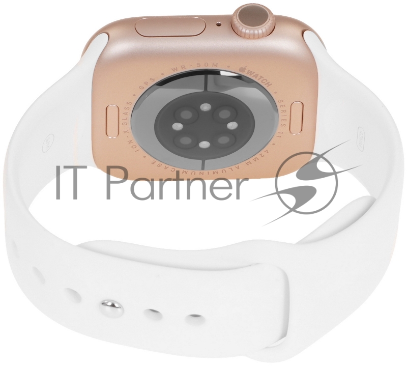 Смарт-часы Apple Watch Series 11 A3331 42мм OLED корп.розовое золото Sport Band рем.белый разм.брасл.:150-200мм (MEU44LW/A)