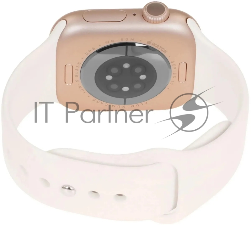 Смарт-часы Apple Watch Series 11 A3333 46мм OLED корп.розовое золото Sport Band рем.белый разм.брасл.:S/M (MEV64LW/A)