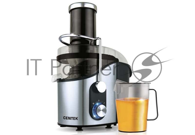Соковыжималка Centek CT-1212 (черный/сталь) 1200Вт, 2 скор., стакан 1100 мл, горловина 75мм