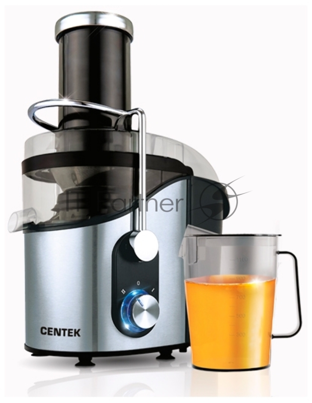 Соковыжималка Centek CT-1212 (черный/сталь) 1200Вт, 2 скор., стакан 1100 мл, горловина 75мм
