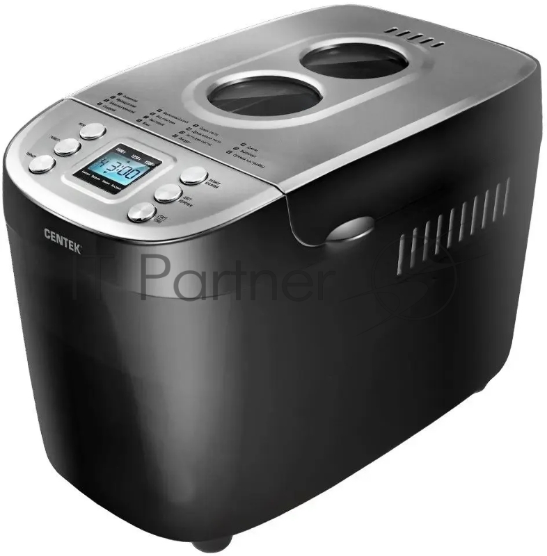 Хлебопечка Centek CT-1415 (черн/сталь) 1500 г БОЛЬШОЙ ОБЪЕМ, 860Вт, 15 программ, таймер, LCD, окошко