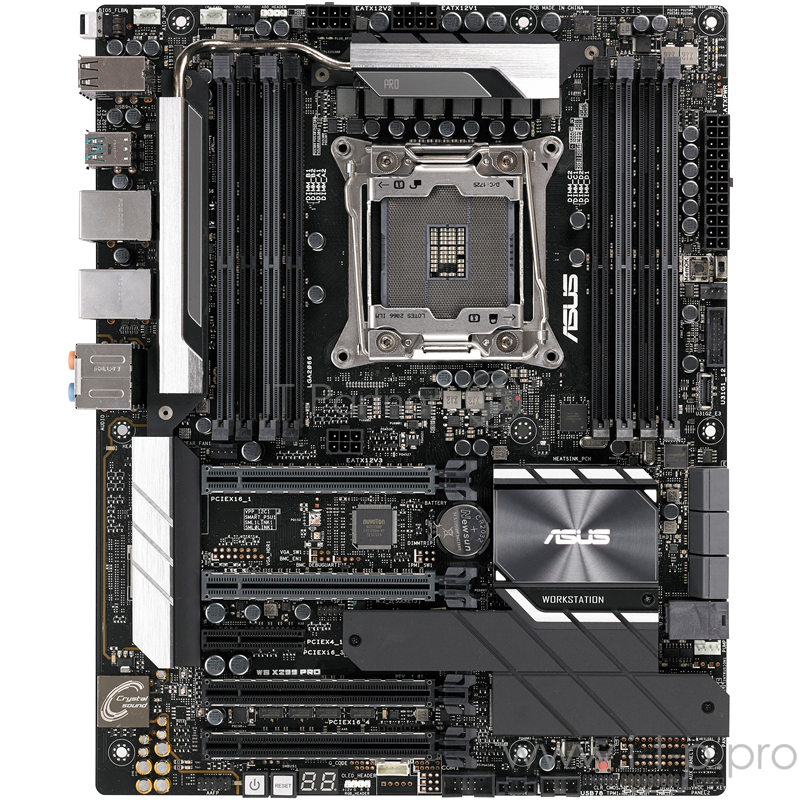 Мат. плата Socket2066 ASUS WS X299 PRO (iX299, 8xDDR4, M.2, U.2, SATA III, RAID, 4xPCI-E, 2x1Гбит LAN, USB3.1, ATX)