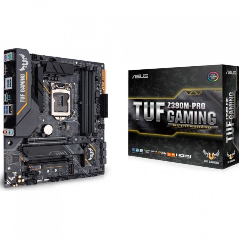 Мат. плата Socket1151 ASUS TUF Z390M-PRO GAMING (iZ390, 4xDDR4, M.2, SATA III, RAID, 2xPCI-E, HDMI, DP, 1Гбит LAN, USB3.1, mATX)